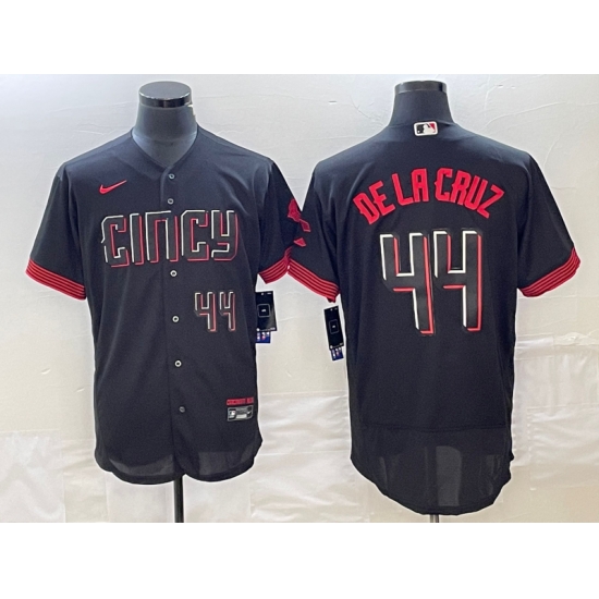 Men's Cincinnati Reds #44 Elly De La Cruz Number Black 2023 City Connect Cool Base Stitched Jersey II Men's Cincinnati Reds #44 Elly De La Cruz Number Black 2023 City Connect Cool Base Stitched Jersey II