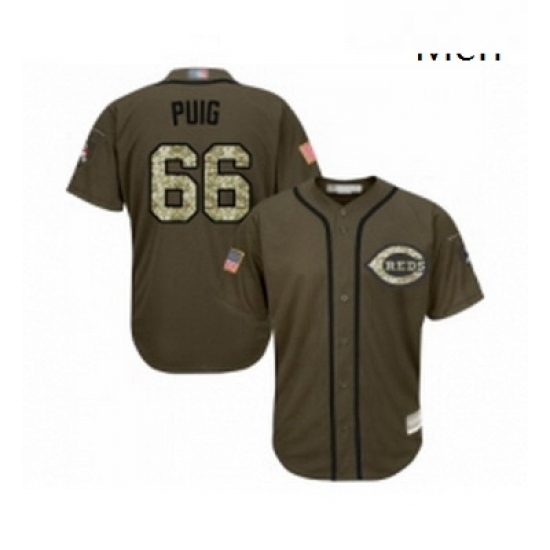 Mens Cincinnati Reds 66 Yasiel Puig Authentic Green Salute to Service Baseball Jersey Mens Cincinnati Reds 66 Yasiel Puig Authentic Green Salute to Service Baseball Jersey
