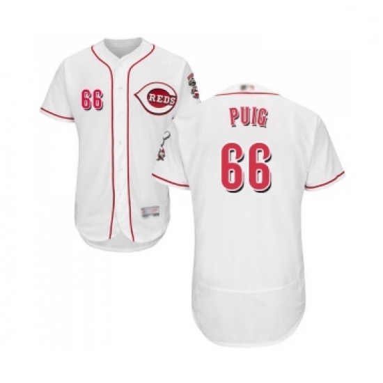 Mens Cincinnati Reds 66 Yasiel Puig White Home Flex Base Authentic Collection Baseball Jersey Mens Cincinnati Reds 66 Yasiel Puig White Home Flex Base Authentic Collection Baseball Jersey