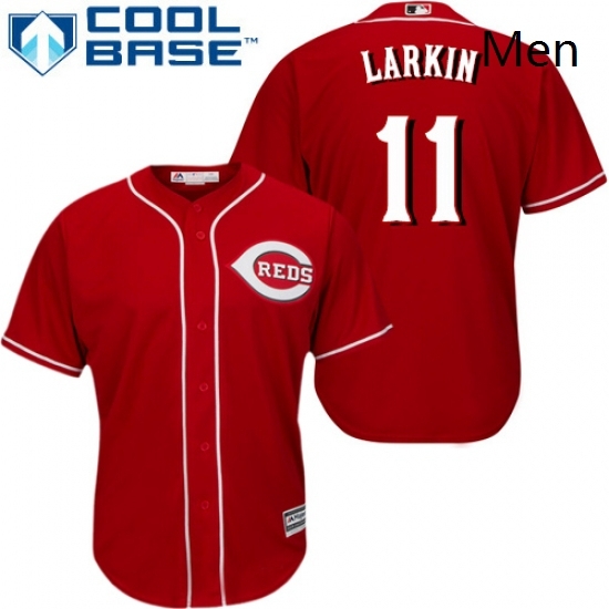 Mens Majestic Cincinnati Reds 11 Barry Larkin Replica Red Alternate Cool Base MLB Jersey Mens Majestic Cincinnati Reds 11 Barry Larkin Replica Red Alternate Cool Base MLB Jersey