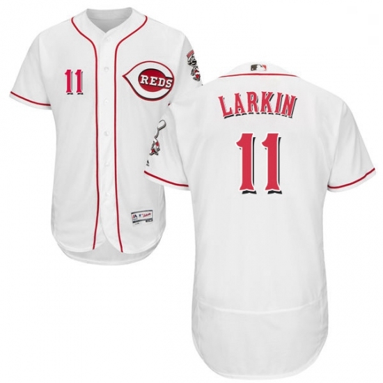 Mens Majestic Cincinnati Reds 11 Barry Larkin White Home Flex Base Authentic Collection MLB Jersey Mens Majestic Cincinnati Reds 11 Barry Larkin White Home Flex Base Authentic Collection MLB Jersey