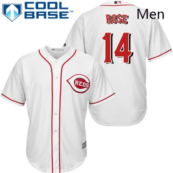 Mens Majestic Cincinnati Reds 14 Pete Rose Replica White Home Cool Base MLB Jersey Mens Majestic Cincinnati Reds 14 Pete Rose Replica White Home Cool Base MLB Jersey