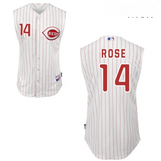 Mens Majestic Cincinnati Reds 14 Pete Rose Replica White Vest Style MLB Jersey Mens Majestic Cincinnati Reds 14 Pete Rose Replica White Vest Style MLB Jersey