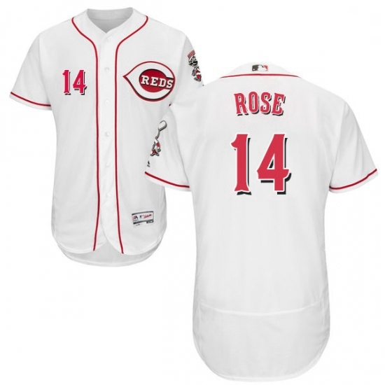 Mens Majestic Cincinnati Reds 14 Pete Rose White Home Flex Base Authentic Collection MLB Jersey Mens Majestic Cincinnati Reds 14 Pete Rose White Home Flex Base Authentic Collection MLB Jersey