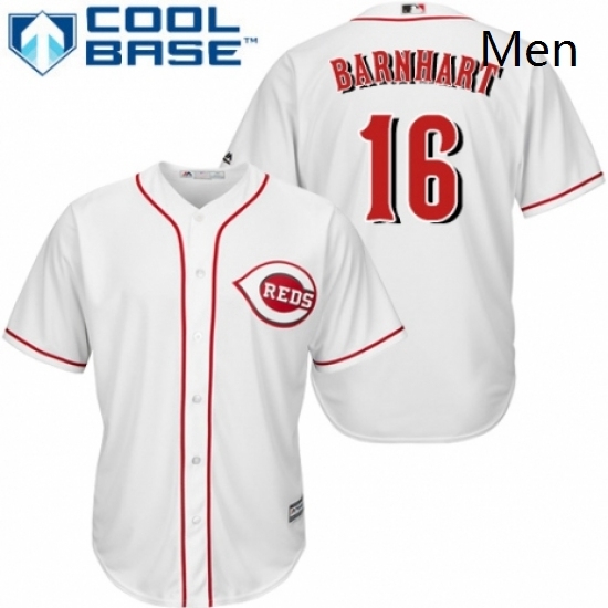 Mens Majestic Cincinnati Reds 16 Tucker Barnhart Replica White Home Cool Base MLB Jersey Mens Majestic Cincinnati Reds 16 Tucker Barnhart Replica White Home Cool Base MLB Jersey
