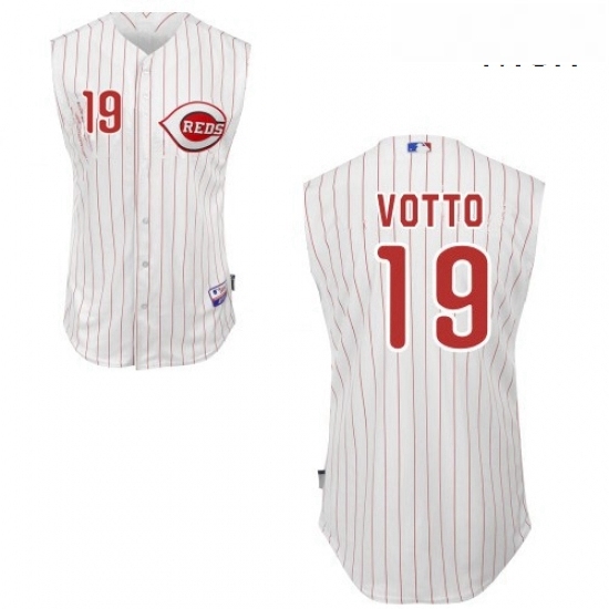 Mens Majestic Cincinnati Reds 19 Joey Votto Authentic White Vest Style MLB Jersey Mens Majestic Cincinnati Reds 19 Joey Votto Authentic White Vest Style MLB Jersey