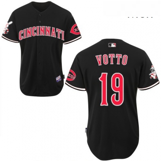 Mens Majestic Cincinnati Reds 19 Joey Votto Replica Black MLB Jersey Mens Majestic Cincinnati Reds 19 Joey Votto Replica Black MLB Jersey