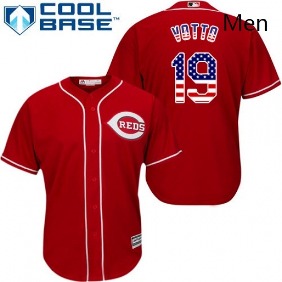 Mens Majestic Cincinnati Reds 19 Joey Votto Replica Red USA Flag Fashion Cool Base MLB Jersey Mens Majestic Cincinnati Reds 19 Joey Votto Replica Red USA Flag Fashion Cool Base MLB Jersey