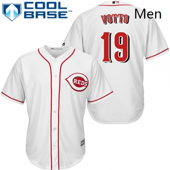 Mens Majestic Cincinnati Reds 19 Joey Votto Replica White Home Cool Base MLB Jersey Mens Majestic Cincinnati Reds 19 Joey Votto Replica White Home Cool Base MLB Jersey