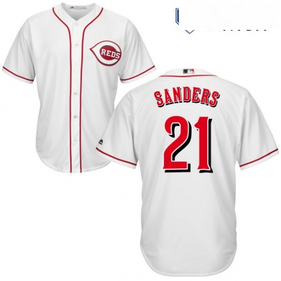 Mens Majestic Cincinnati Reds 21 Reggie Sanders Replica White Home Cool Base MLB Jersey Mens Majestic Cincinnati Reds 21 Reggie Sanders Replica White Home Cool Base MLB Jersey