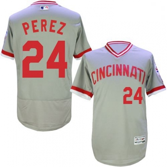 Mens Majestic Cincinnati Reds 24 Tony Perez Grey Flexbase Authentic Collection Cooperstown MLB Jersey Mens Majestic Cincinnati Reds 24 Tony Perez Grey Flexbase Authentic Collection Cooperstown MLB Jersey