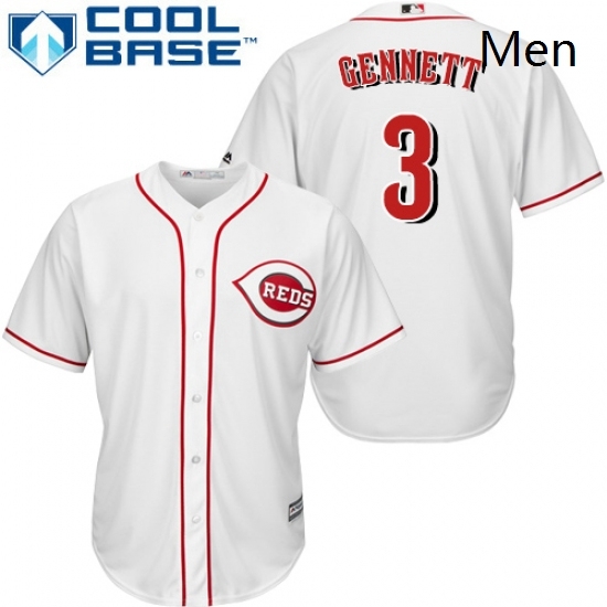 Mens Majestic Cincinnati Reds 3 Scooter Gennett Replica White Home Cool Base MLB Jersey Mens Majestic Cincinnati Reds 3 Scooter Gennett Replica White Home Cool Base MLB Jersey