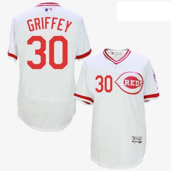 Mens Majestic Cincinnati Reds 30 Ken Griffey White Flexbase Authentic Collection Cooperstown MLB Jersey Mens Majestic Cincinnati Reds 30 Ken Griffey White Flexbase Authentic Collection Cooperstown MLB Jersey