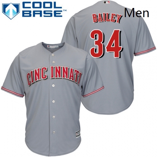 Mens Majestic Cincinnati Reds 34 Homer Bailey Replica Grey Road Cool Base MLB Jersey Mens Majestic Cincinnati Reds 34 Homer Bailey Replica Grey Road Cool Base MLB Jersey