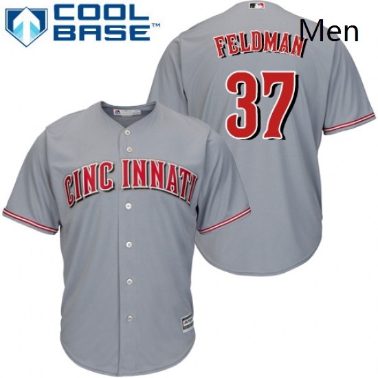 Mens Majestic Cincinnati Reds 37 Scott Feldman Replica Grey Road Cool Base MLB Jersey Mens Majestic Cincinnati Reds 37 Scott Feldman Replica Grey Road Cool Base MLB Jersey