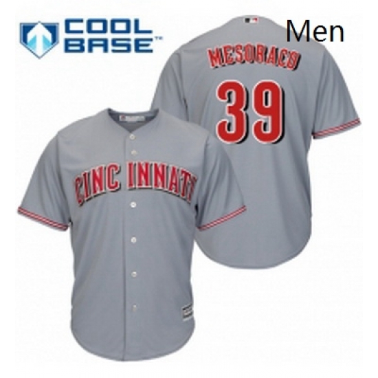 Mens Majestic Cincinnati Reds 39 Devin Mesoraco Replica Grey Road Cool Base MLB Jersey Mens Majestic Cincinnati Reds 39 Devin Mesoraco Replica Grey Road Cool Base MLB Jersey