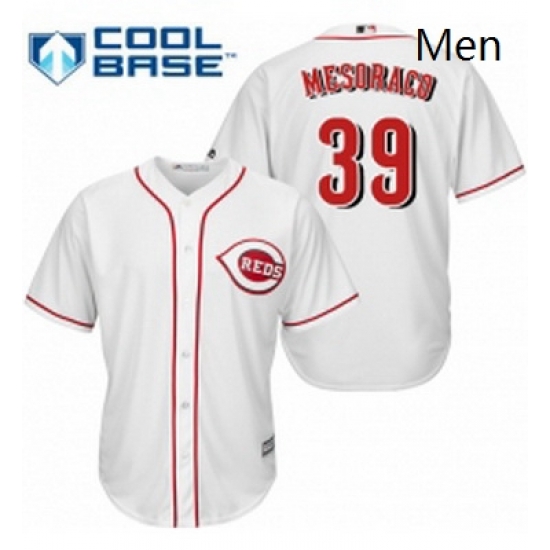 Mens Majestic Cincinnati Reds 39 Devin Mesoraco Replica White Home Cool Base MLB Jersey Mens Majestic Cincinnati Reds 39 Devin Mesoraco Replica White Home Cool Base MLB Jersey