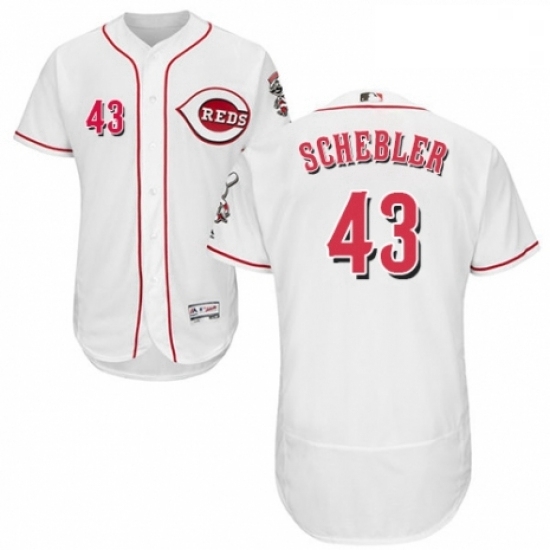 Mens Majestic Cincinnati Reds 43 Scott Schebler White Home Flex Base Authentic Collection MLB Jersey Mens Majestic Cincinnati Reds 43 Scott Schebler White Home Flex Base Authentic Collection MLB Jersey