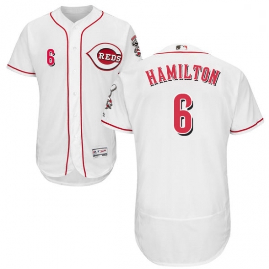 Mens Majestic Cincinnati Reds 6 Billy Hamilton White Home Flex Base Authentic Collection MLB Jersey Mens Majestic Cincinnati Reds 6 Billy Hamilton White Home Flex Base Authentic Collection MLB Jersey