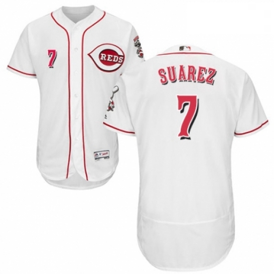Mens Majestic Cincinnati Reds 7 Eugenio Suarez White Home Flex Base Authentic Collection MLB Jersey Mens Majestic Cincinnati Reds 7 Eugenio Suarez White Home Flex Base Authentic Collection MLB Jersey