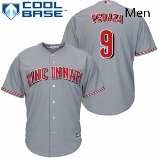 Mens Majestic Cincinnati Reds 9 Jose Peraza Replica Grey Road Cool Base MLB Jersey Mens Majestic Cincinnati Reds 9 Jose Peraza Replica Grey Road Cool Base MLB Jersey