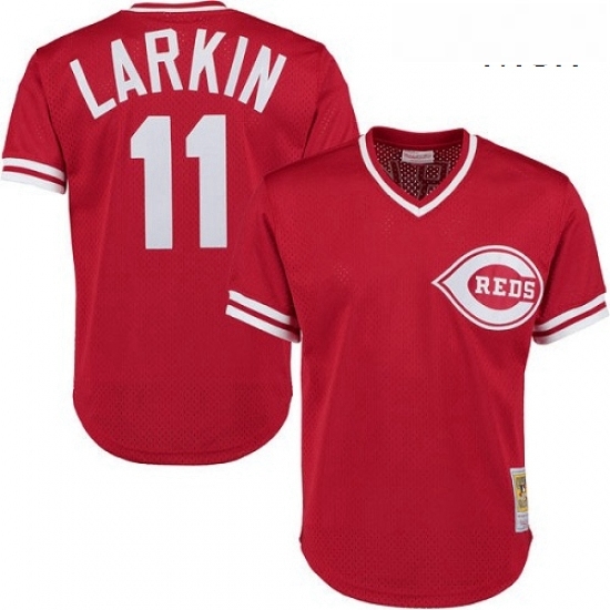 Mens Mitchell and Ness Cincinnati Reds 11 Barry Larkin Authentic Red Throwback MLB Jersey Mens Mitchell and Ness Cincinnati Reds 11 Barry Larkin Authentic Red Throwback MLB Jersey
