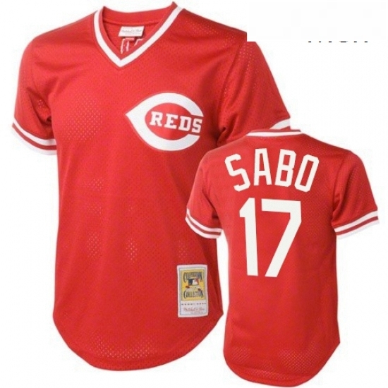 Mens Mitchell and Ness Cincinnati Reds 17 Chris Sabo Authentic Red Throwback MLB Jersey Mens Mitchell and Ness Cincinnati Reds 17 Chris Sabo Authentic Red Throwback MLB Jersey