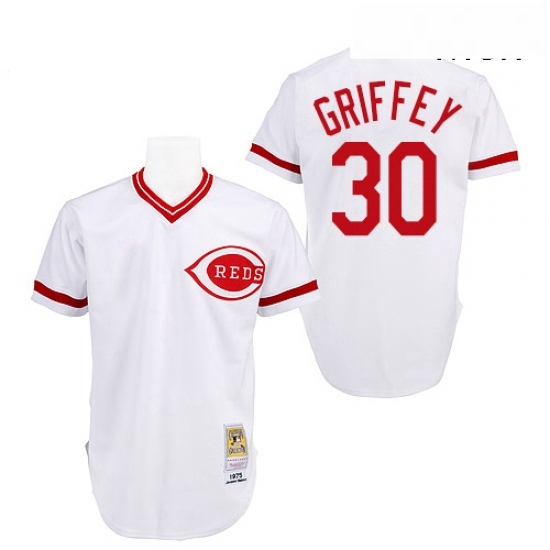 Mens Mitchell and Ness Cincinnati Reds 30 Ken Griffey Replica White Throwback MLB Jersey Mens Mitchell and Ness Cincinnati Reds 30 Ken Griffey Replica White Throwback MLB Jersey