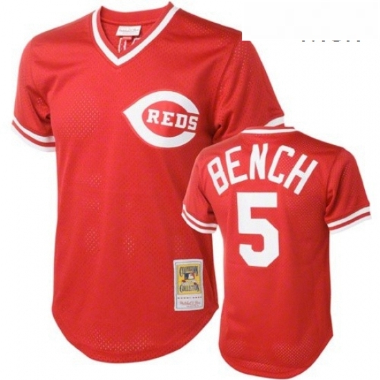 Mens Mitchell and Ness Cincinnati Reds 5 Johnny Bench Authentic Red Throwback MLB Jersey Mens Mitchell and Ness Cincinnati Reds 5 Johnny Bench Authentic Red Throwback MLB Jersey