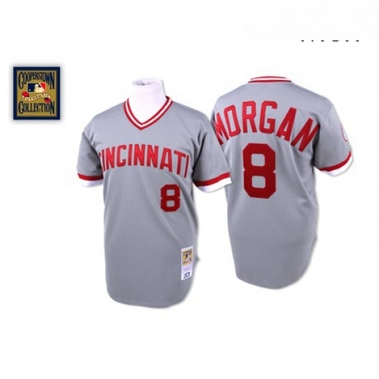 Mens Mitchell and Ness Cincinnati Reds 8 Joe Morgan Authentic Grey Throwback MLB Jersey Mens Mitchell and Ness Cincinnati Reds 8 Joe Morgan Authentic Grey Throwback MLB Jersey
