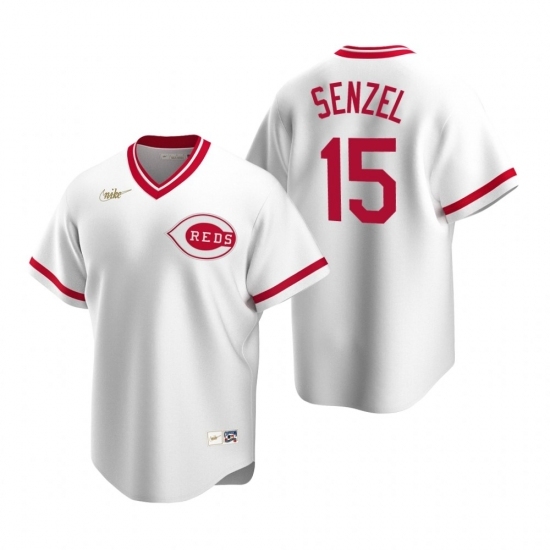 Mens Nike Cincinnati Reds 15 Nick Senzel White Cooperstown Collection Home Stitched Baseball Jersey Mens Nike Cincinnati Reds 15 Nick Senzel White Cooperstown Collection Home Stitched Baseball Jersey