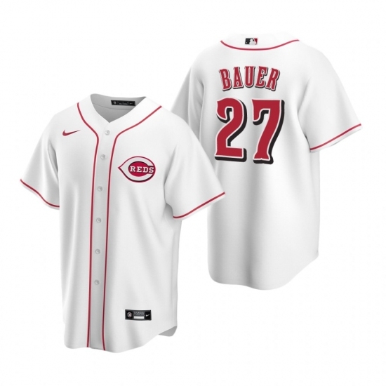 Mens Nike Cincinnati Reds 27 Trevor Bauer White Home Stitched Baseball Jersey Mens Nike Cincinnati Reds 27 Trevor Bauer White Home Stitched Baseball Jersey