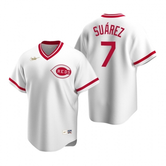Mens Nike Cincinnati Reds 7 Eugenio Suarez White Cooperstown Collection Home Stitched Baseball Jersey Mens Nike Cincinnati Reds 7 Eugenio Suarez White Cooperstown Collection Home Stitched Baseball Jersey