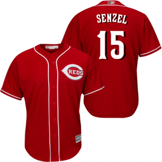Reds 15 Nick Senzel Red New Cool Base Stitched Baseball Jersey Reds 15 Nick Senzel Red New Cool Base Stitched Baseball Jersey