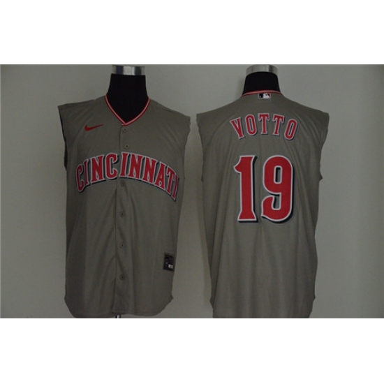 Reds 19 Joey Votto Gray Nike Cool Base Sleeveless Jersey Reds 19 Joey Votto Gray Nike Cool Base Sleeveless Jersey