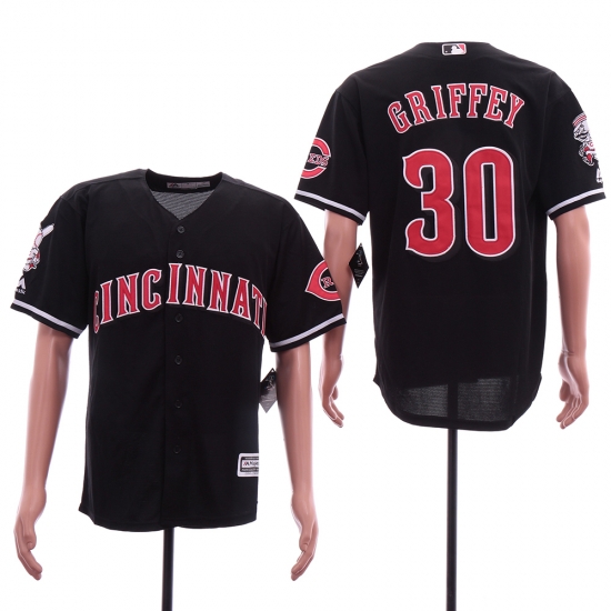 Reds 30 Ken Griffey Jr Black Cool Base Jersey Reds 30 Ken Griffey Jr Black Cool Base Jersey