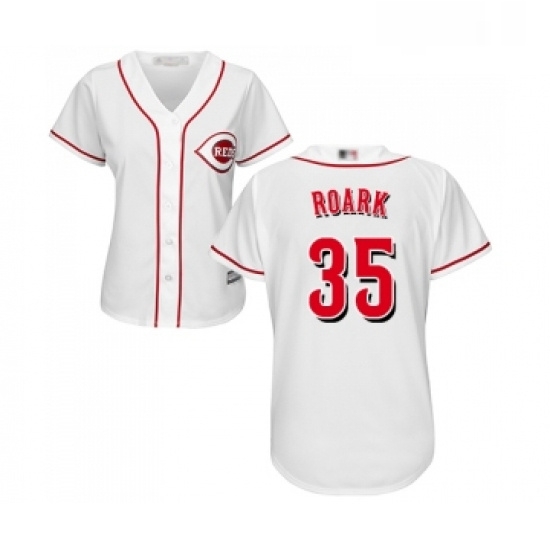 Womens Cincinnati Reds 35 Tanner Roark Replica White Home Cool Base Baseball Jersey 