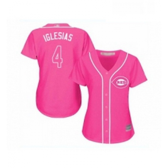 Womens Cincinnati Reds 4 Jose Iglesias Replica Pink Fashion Cool Base Baseball Jersey Womens Cincinnati Reds 4 Jose Iglesias Replica Pink Fashion Cool Base Baseball Jersey