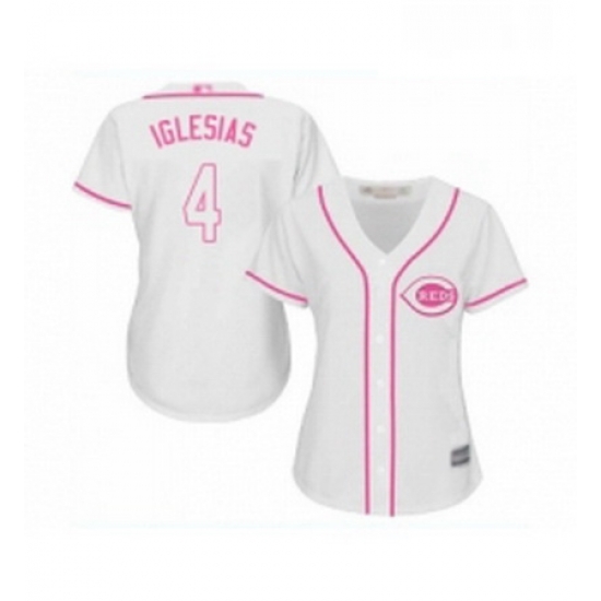 Womens Cincinnati Reds 4 Jose Iglesias Replica White Fashion Cool Base Baseball Jersey Womens Cincinnati Reds 4 Jose Iglesias Replica White Fashion Cool Base Baseball Jersey