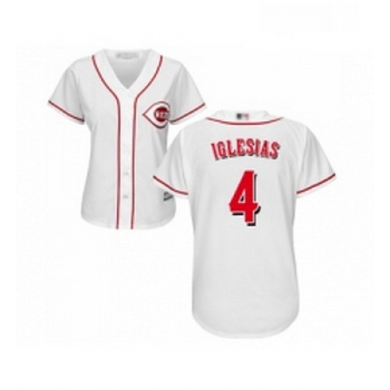 Womens Cincinnati Reds 4 Jose Iglesias Replica White Home Cool Base Baseball Jersey Womens Cincinnati Reds 4 Jose Iglesias Replica White Home Cool Base Baseball Jersey