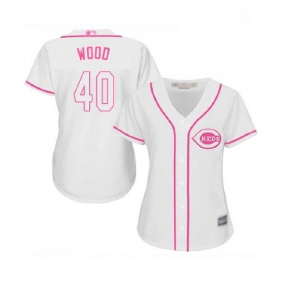 Womens Cincinnati Reds 40 Alex Wood Replica White Fashion Cool Base Baseball Jersey Womens Cincinnati Reds 40 Alex Wood Replica White Fashion Cool Base Baseball Jersey