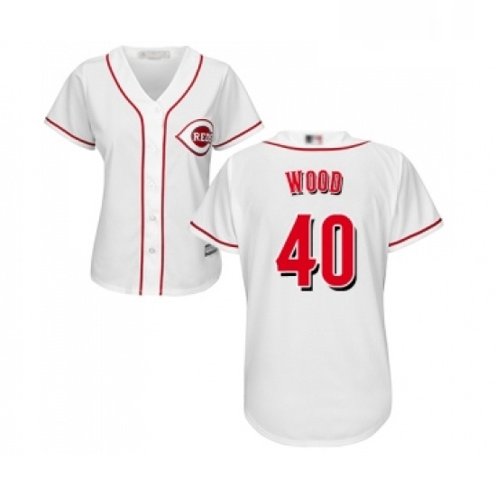 Womens Cincinnati Reds 40 Alex Wood Replica White Home Cool Base Baseball Jersey Womens Cincinnati Reds 40 Alex Wood Replica White Home Cool Base Baseball Jersey