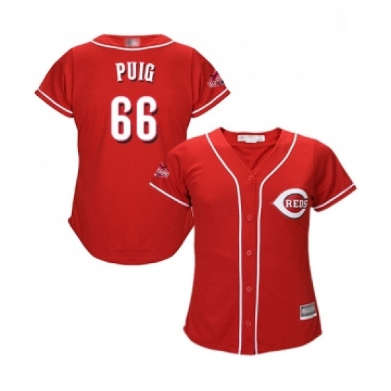 Womens Cincinnati Reds 66 Yasiel Puig Replica Red Alternate Cool Base Baseball Jersey Womens Cincinnati Reds 66 Yasiel Puig Replica Red Alternate Cool Base Baseball Jersey