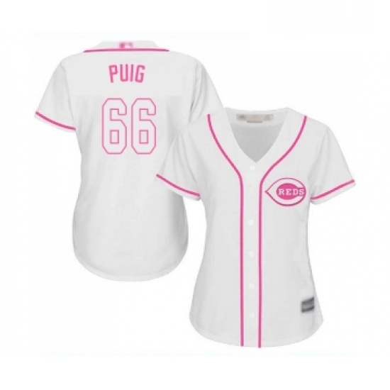Womens Cincinnati Reds 66 Yasiel Puig Replica White Fashion Cool Base Baseball Jersey Womens Cincinnati Reds 66 Yasiel Puig Replica White Fashion Cool Base Baseball Jersey