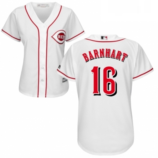 Womens Majestic Cincinnati Reds 16 Tucker Barnhart Authentic White Home Cool Base MLB Jersey Womens Majestic Cincinnati Reds 16 Tucker Barnhart Authentic White Home Cool Base MLB Jersey
