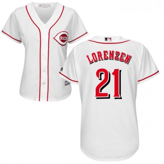 Womens Majestic Cincinnati Reds 21 Michael Lorenzen Authentic White Home Cool Base MLB Jersey Womens Majestic Cincinnati Reds 21 Michael Lorenzen Authentic White Home Cool Base MLB Jersey