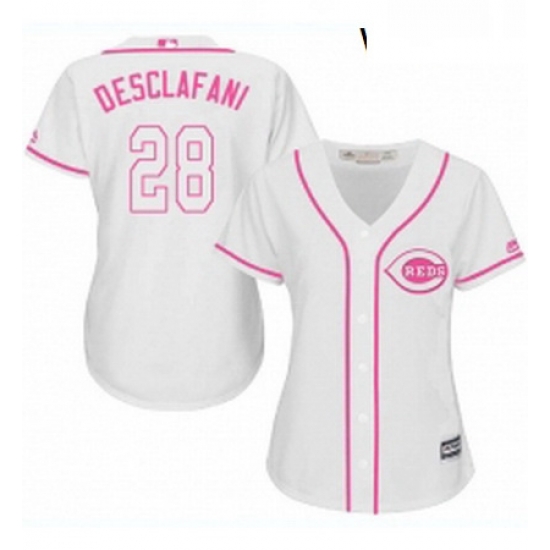 Womens Majestic Cincinnati Reds 28 Anthony DeSclafani Authentic White Fashion Cool Base MLB Jersey Womens Majestic Cincinnati Reds 28 Anthony DeSclafani Authentic White Fashion Cool Base MLB Jersey