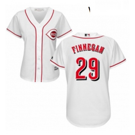 Womens Majestic Cincinnati Reds 29 Brandon Finnegan Authentic White Home Cool Base MLB Jersey