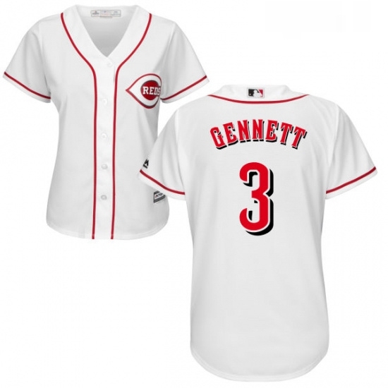 Womens Majestic Cincinnati Reds 3 Scooter Gennett Authentic White MLB Jersey Womens Majestic Cincinnati Reds 3 Scooter Gennett Authentic White MLB Jersey
