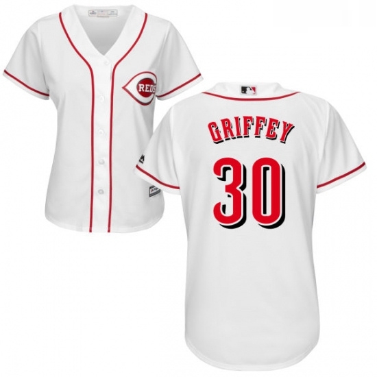 Womens Majestic Cincinnati Reds 30 Ken Griffey Replica White Home Cool Base MLB Jersey Womens Majestic Cincinnati Reds 30 Ken Griffey Replica White Home Cool Base MLB Jersey